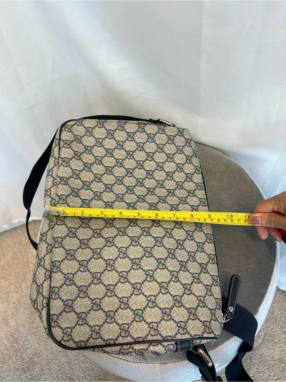 Gucci Vintage Monogram GG Supreme Messenger Bag beige blue coated canvas unisex - Picture 7 of 17